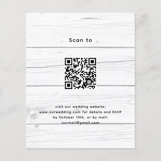 Lavendel hout QR code budget bruiloft uitnodiging (Achterkant)