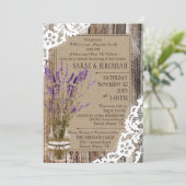Lavendel Houten Kant Rustieke Bruiloft Kaart (Staand voorkant)