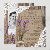 Lavendel Houten Kant Rustieke Bruiloft Kaart (Voorkant / Achterkant)