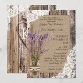 Lavendel Houten Kant Rustieke Bruiloft Kaart (Voorkant / Achterkant)