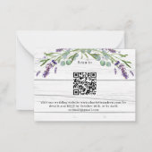 Lavendel houten menu QR code bruiloft RSVP reactie (Achterkant)