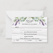 Lavendel houten menu QR code bruiloft RSVP reactie (Voorkant)