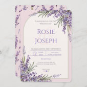 Lavendel Huwelijksuitnodiging Kaart (Voorkant / Achterkant)