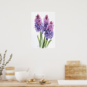 Lavendel Hyacint Bloemenkunst Print Poster (Keuken)