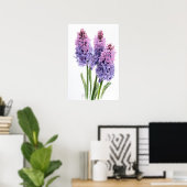 Lavendel Hyacint Bloemenkunst Print Poster (Thuiskantoor)