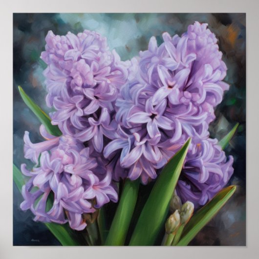 Lavendel Hyacint Bloemenkunst Print Poster (Voorkant)