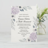 Lavendel Hydrangea & Anemone Botanische Elegantie Kaart (Staand voorkant)