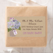 Lavendel Hydrangea Boeket Baby shower Label (Insitu)