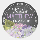 Lavendel Hydrangea Chalkboard Bruiloft Label (Voorkant)