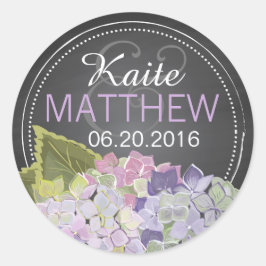 Lavendel Hydrangea Chalkboard Bruiloft Label