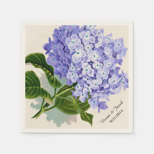 Lavendel Hydrangea Custom Bruiloft Servetten (Voorkant)
