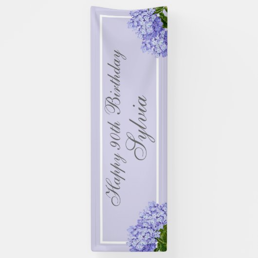 Lavendel Hydrangea Happy 90th Birthday Spandoek (Verticaal)