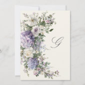 Lavendel Hydrangea Ivoor Monogram Bruidsfeest Kaart (Achterkant)