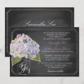 Lavendel Hydrangea Krijtbord Rustiek Huwelijk Kaart (Voorkant / Achterkant)