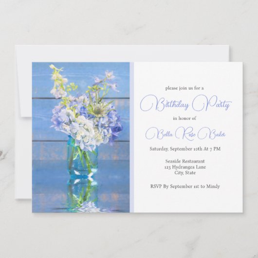 Lavendel Hydrangea Reflecties Verjaardag Kaart (Voorkant)