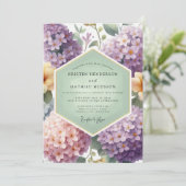 Lavendel Hydrangea Weide Bruiloft Kaart (Staand voorkant)