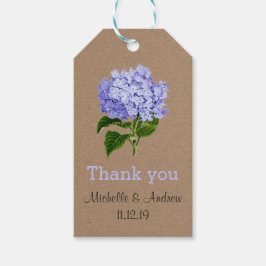 Lavendel Hydrangeas Bloemen Dank je bruiloft Cadeaulabel