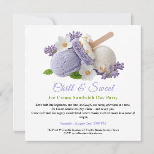 Lavendel Ice Cream Sandwich Day Waterverf Kaart