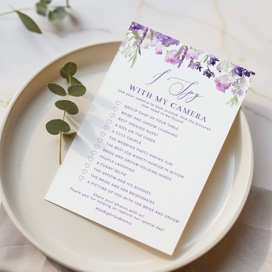 Lavendel Ik spion met mijn camera bruiloft spel