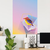 Lavendel In Blauwe Zangvogel Poster (Thuiskantoor)