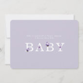 Lavendel in bloei Baby shower horizontaal Kaart (Achterkant)