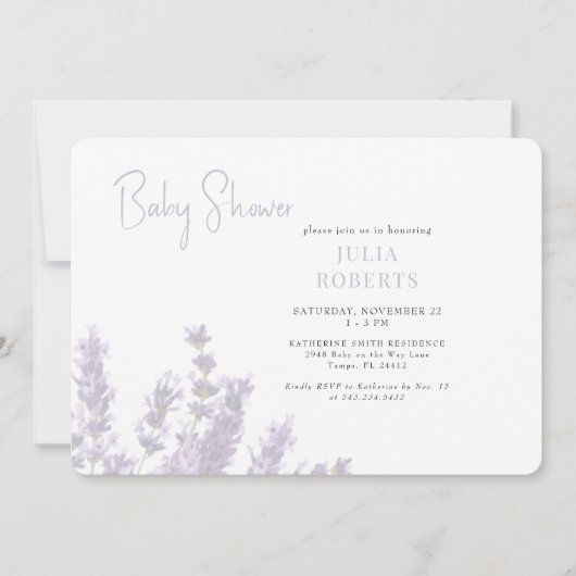 Lavendel in bloei Baby shower horizontaal Kaart (Voorkant)