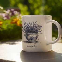 Lavendel in Delfts Blauw, aanpasbaar Koffiemok