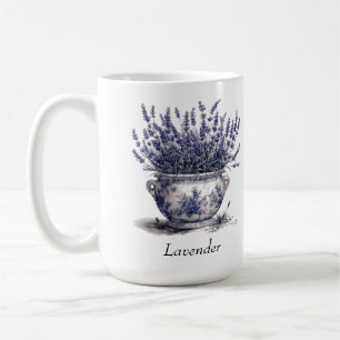 Lavendel in Delfts Blauw, aanpasbaar Koffiemok