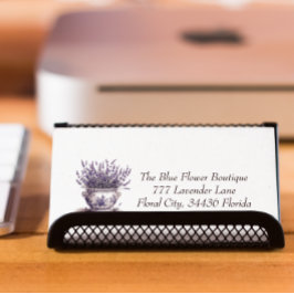 Lavendel in Delfts Blauw, aanpasbaar Magnetisch Visitekaartje