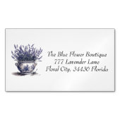 Lavendel in Delfts Blauw, aanpasbaar Magnetisch Visitekaartje (Voorkant)