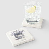 Lavendel in Delfts Blauw aanpasbaar Stenen Onderzetter (Zijkant)