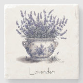 Lavendel in Delfts Blauw aanpasbaar Stenen Onderzetter (Voorkant)