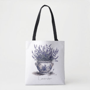 Lavendel in Delfts Blauw, aanpasbaar  Tote Bag
