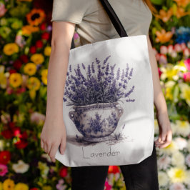Lavendel in Delfts Blauw, aanpasbaar Tote Bag