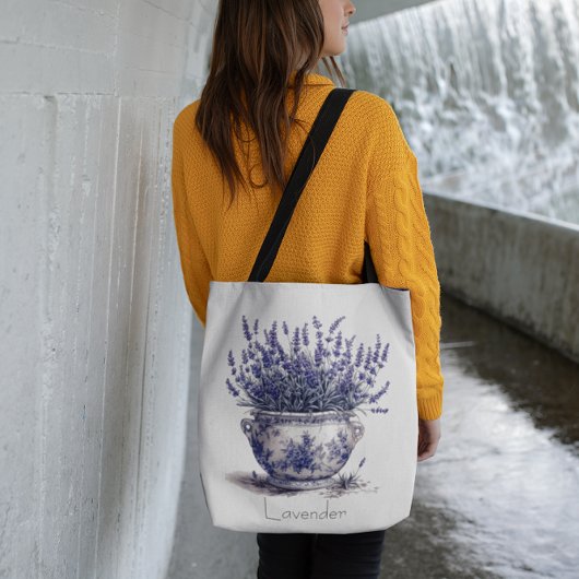 Lavendel in Delfts Blauw, aanpasbaar Tote Bag