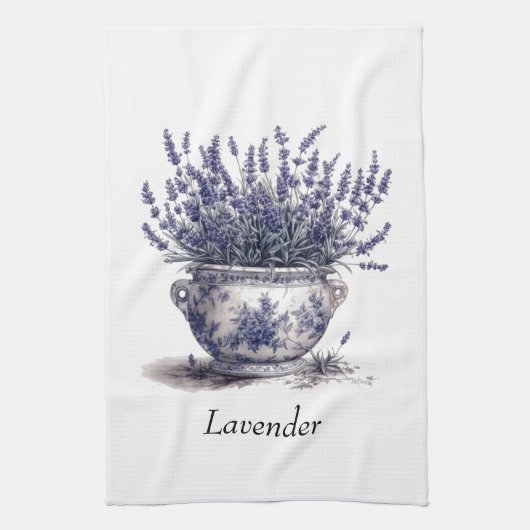 Lavendel in Delfts Blauw Theedoek (Verticaal)