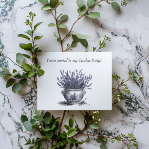 Lavendel in Delfts Blauw Uitnodiging Briefkaart