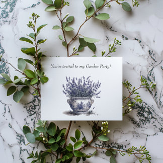 Lavendel in Delfts Blauw Uitnodiging Briefkaart