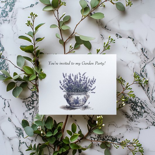 Lavendel in Delfts Blauw Uitnodiging Briefkaart