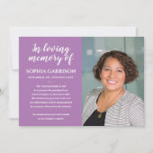 Lavendel in liefdevolle herinnering Fotoaankondigi Kaart (Voorkant)