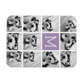 Lavendel Instagram Fotocollage Aangepast Monogram Magneet (Horizontaal)