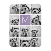 Lavendel Instagram Fotocollage Aangepast Monogram Magneet (Verticaal)