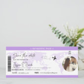 Lavendel Instapass Trouwticket Save The Date (Staand voorkant)