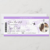 Lavendel Instapass Trouwticket Save The Date (Voorkant)