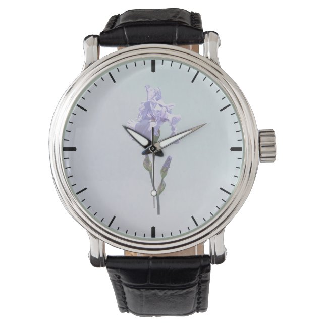 Lavendel Iris en Knoppen Horloge (Voorkant)