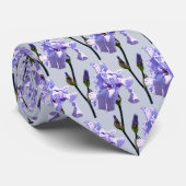 Lavendel Iris en Knoppen Stropdas (Opgerold)