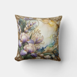 Lavendel Iris Flowers met Gold Scrolling Kussen