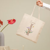 Lavendel Iris 'I' Botanisch Monogram Aangepaste Na Tote Bag