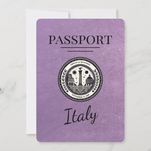 Lavendel Italië Paspoort bruiloft uitnodiging (Achterkant)