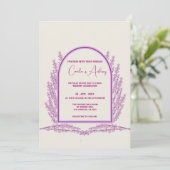 Lavendel Ivoor Bloemen Boho Bruiloft Kaart (Staand voorkant)